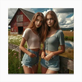 Two Girls In Shorts Canvas Print