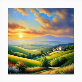 Sunset In The Countryside 5 Canvas Print