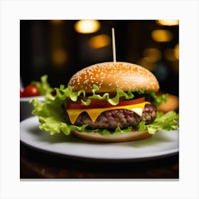 Hamburger On A Plate 2 Canvas Print