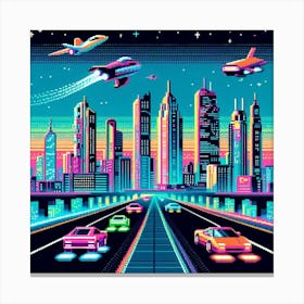 8-bit futuristic city 3 Canvas Print