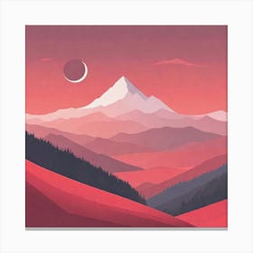 Misty mountains background in red tone 5 Canvas Print