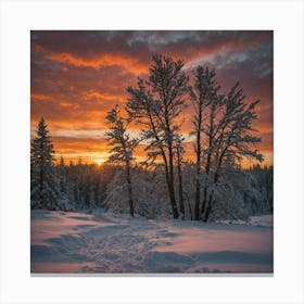 Sunset In Winter Canvas Print