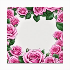 Pink Roses Frame 3 Canvas Print