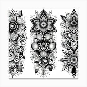 Set Of Floral Tattoos Canvas Print