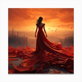 Woman In A Red Dress 3 Canvas Print