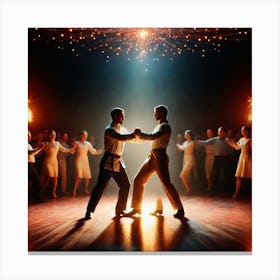 Two Men Dancing On A Stage Canvas Print