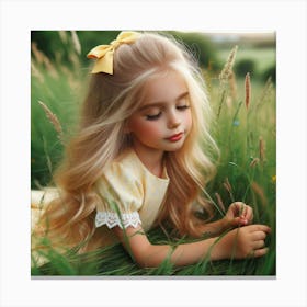 Little Girl In Yellow Dress Canvas Print