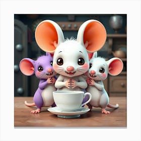 Three Mice In A Cup Canvas Print