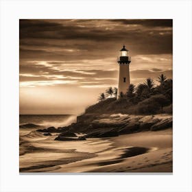 Lighthouse At Sunset 52 Canvas Print