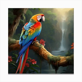 Macaw Parrot In Tree 4 Canvas Print