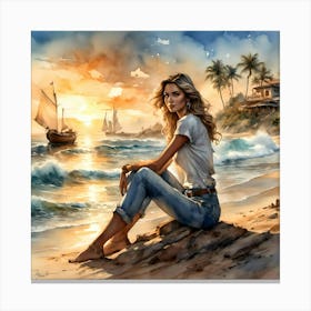 Relaxing at the Beach Canvas Print