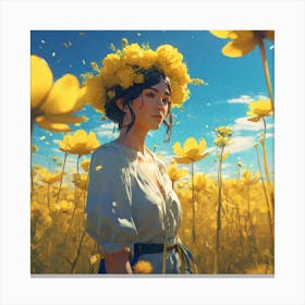 Field Of Yellow Flowers 52 Canvas Print