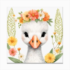 Floral Baby Swan Nursery Illustration (26) Canvas Print