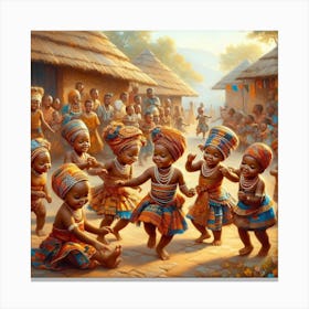 African Children Dancing Canvas Print