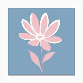 A White And Pink Flower In Minimalist Style Square Composition 12 Canvas Print