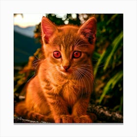 Orange Kitten With Red Eyes Canvas Print