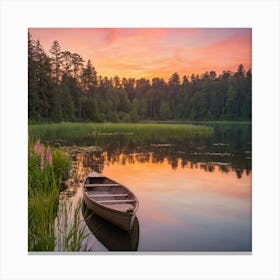 Sunset On A Lake Canvas Print