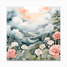 Watercolor Of Flowers Canvas Print