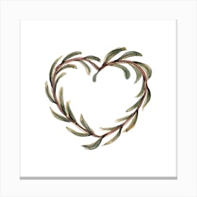 Olive Branch Heart Square Canvas Print