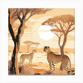 Cheetahs In The Savannah Canvas Print