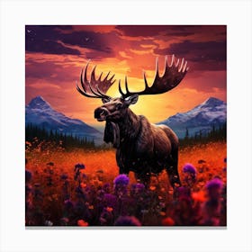 Moose In The Field Canvas Print