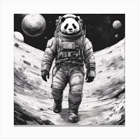 A Panda In Cosmonaut Suit Wandering In Space Canvas Print