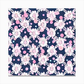 Pink And Blue Flowers Canvas Print