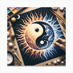 Yin Yang sun and moon 1 Canvas Print