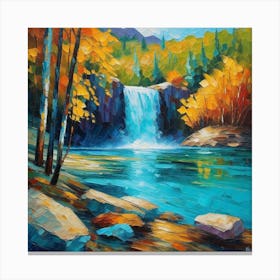 Waterfall In Autumn 9 Canvas Print