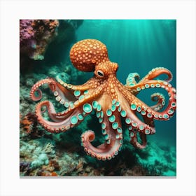 Octopus In The Ocean Canvas Print