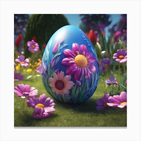 Blue Egg in the Spring Garden Canvas Print
