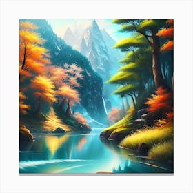 Waterfall In The Forest 34 Canvas Print