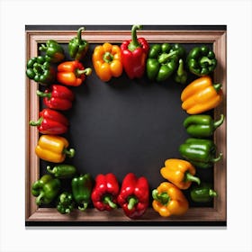 Colorful Peppers In A Frame 10 Canvas Print