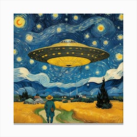 Ufo At Starry Night Van Gogh Painting 2 Canvas Print