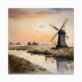 windmill at dawn Canvas Print