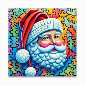 Santa A Colourful Puzzle Canvas Print