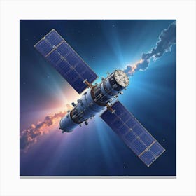 Advanced Communication Satellites, Watercolor Celestial Backdrop 1 Canvas Print