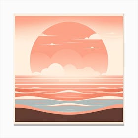 "Peach Sunrise: Retro-Inspired Serenity"  "Peach Sunrise" offers a retro-inspired serenity through its stylized depiction of a sunrise over tranquil waters. The artwork's soft peach and cream tones, combined with the layered simplicity of the sun and clouds, evoke a sense of calm nostalgia. Ideal for those looking to bring a touch of vintage charm and peacefulness to their space, this digital art piece is a harmonious blend of past and present. Let this soothing sunrise be a daily reminder of the beauty in simplicity and the promise of a new day. Canvas Print