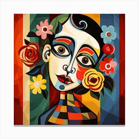 Woman With Flowers 10 Canvas Print