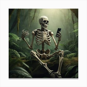 Skeleton In The Jungle 2 Canvas Print