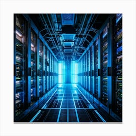 Advanced Data Center Interior Cabling Meticulously Organized In Vibrant Colors Rows Of Servers Wit (4) Canvas Print