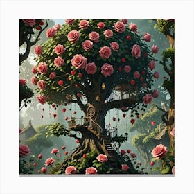 Tree Of Roses Canvas Print