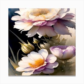 Three White Flowers Canvas Print