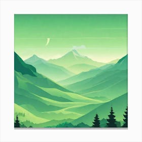 Misty mountains background in green tone 89 Canvas Print