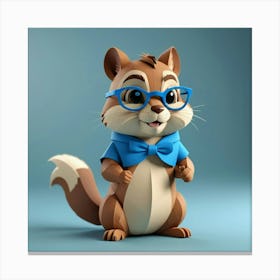 Cartoon Squirrel With Glasses 1 Canvas Print