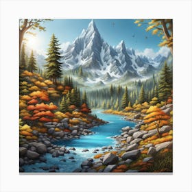 World Most Gorgeous Mountain With River Landscaping Hyperrealistic Art 319019836 Canvas Print