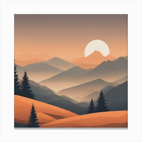 Misty mountains background in orange tone 59 Canvas Print