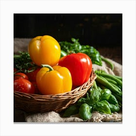 Assorted Vegetables Including Tomatoes Carrots Bell Peppers And Green Beans Harvested From A Gard 2 1 Canvas Print