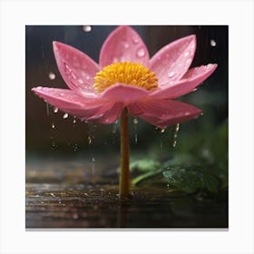 Lotus Flower In The Rain Canvas Print