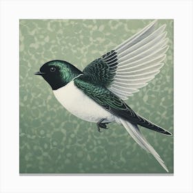 Ohara Koson Inspired Bird Painting Swallow Square Canvas Print